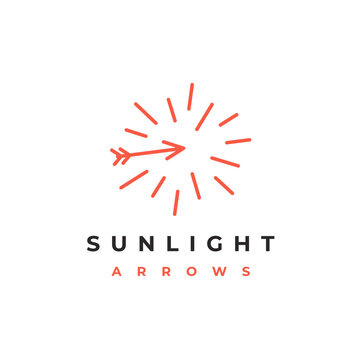 Line art sun and arrows logo design