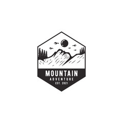 Vintage Hipster Badge emblem Mountain Adventure outdoor logo design