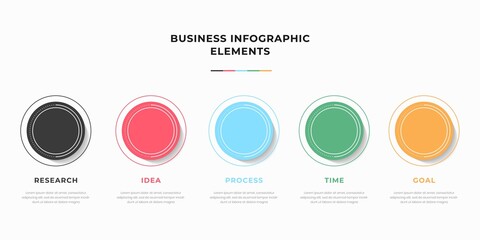 Presentation business infographic template with 5 options or steps. Modern infographic design template. Creative concept of five stages of business project