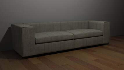 Brown couch in a room - 3D rendering illustration