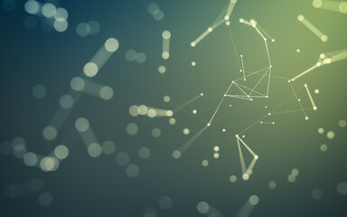 Abstract background. Molecules technology with polygonal shapes, connecting dots and lines. Connection structure. Big data visualization.