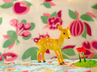 Fawn and flowers