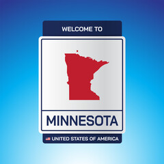 The Sign United states of America with  message, Minnesota and map on Blue Background vector art image illustration.