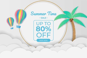 Summer sale banner in papercut style. Premium Vector © Syakir