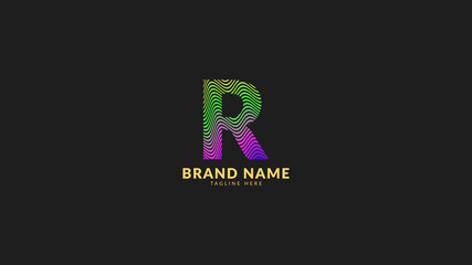 letter R wavy rainbow abstract colorful logo for creative and innovative company brand. print or web vector design element