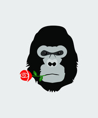 gorilla with flower icon vector