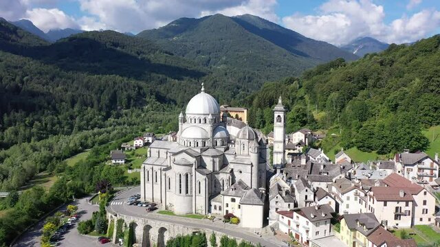 Aerial view of the Cristo Re Church in Messina, Italy. High quality 4k footage