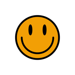 Icono de carita feliz amarilla. Emoticón de felicidad, chat, mensaje electrónico. Concepto de alegría, sonrisa, entusiasmo. Ilustración vectorial