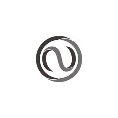 letter n motion circle 3d flat shadow geometric logo vector
