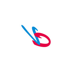 letter vb simple colorful motion arrow logo vector