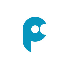 Obraz premium letter pc circle geometric simple unique shape logo vector