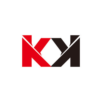 letter m k simple geometric arrow logo vector