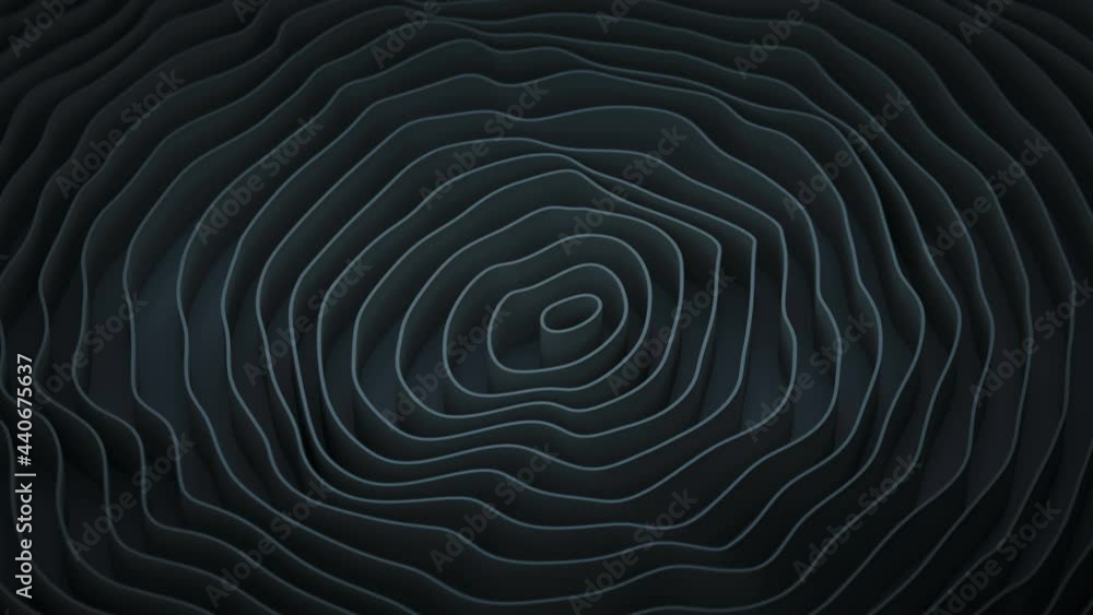Poster black ripple rings. abstract geometric background. 3d render seamless loop animation
