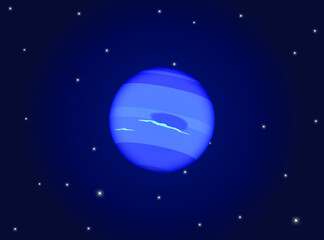 Fototapeta na wymiar Neptune in space vector illustration