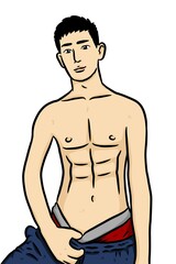 Fototapeta premium cute man cartoon on white background