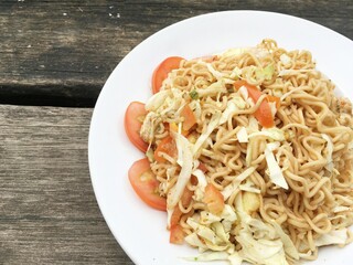 spicy dry noodle salad , Thailand style food