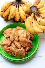 Banana Fritter or  Pisang Goreng or Fried Banana, Traditional Indonesian Dish Made from Banana with Flour Batter Coating and Deep Fried