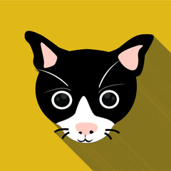  kitten face Cat vector cartoon character long shadow style icon