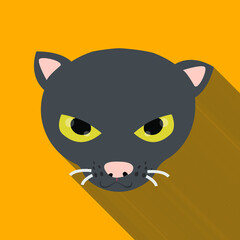  kitten face Cat vector cartoon character long shadow style icon