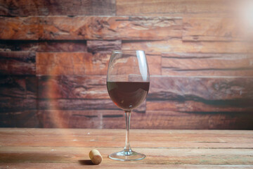 glass of red wine in cava del valle de guadalupe