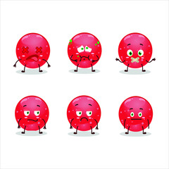 Jelly sweets candy red cartoon character with nope expression. Vector illustration