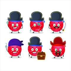 Cartoon character of jelly sweets candy red with various pirates  emoticons. Vector illustration