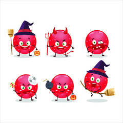 Halloween expression emoticons with cartoon character of jelly sweets candy red. Vector illustration