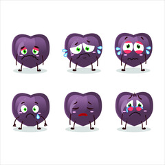 Love candy cartoon character with sad expression. Vector illustration