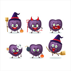 Halloween expression emoticons with cartoon character of love candy. Vector illustration