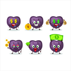 Love candy cartoon character with cute emoticon bring money. Vector illustration