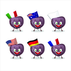 Love candy cartoon character bring the flags of various countries. Vector illustration