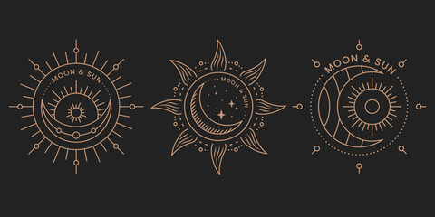 sun and moon elegant logo set
