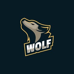 Vector Logo Illustration Wolf Simple Mascot Style.