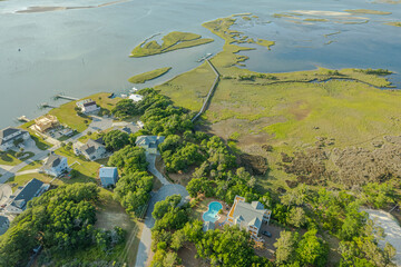 aerial view of the Emerald Isle harbor