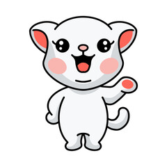 Obraz na płótnie Canvas Cute little white cat cartoon presenting
