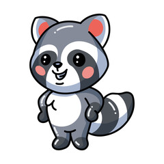 Cute baby raccoon cartoon posing