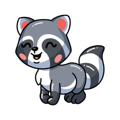Cute baby raccoon cartoon smiling