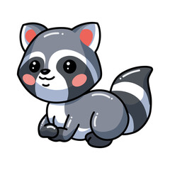 Cute baby raccoon cartoon sitting