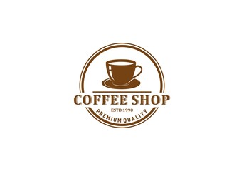 logo for coffee shop or coffee product with cup of coffee illustration