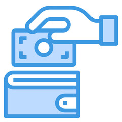 Cash blue outline icon