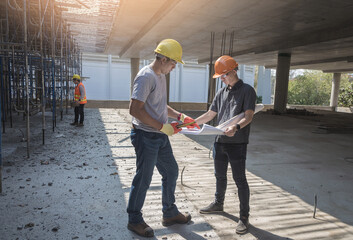 engineer team is investigating construction site.