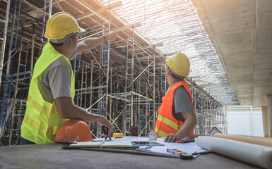 engineer team is investigating construction site.