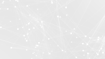 Abstract white gray polygon tech network with connect technology background. Abstract dots and lines texture background. 3d rendering.