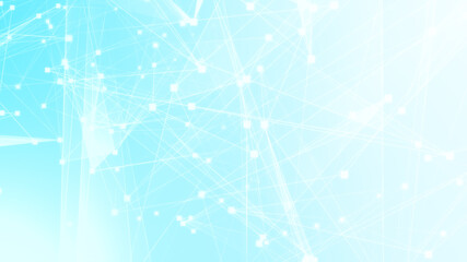 Abstract blue white polygon tech network with connect technology background. Abstract dots and lines texture background. 3d rendering.