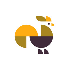 Abstract geometrical chicken rooster logo vector illustration