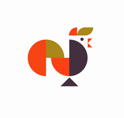 Abstract geometrical chicken rooster logo vector illustration