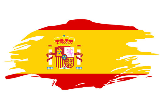Illustration with Spanish flag. National flag graphic design. Spanish flag in flat style. Vector illustration. Stock image.