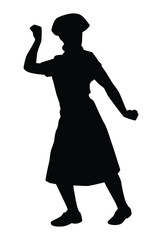 Crazy nurse ready for fight against covid-19 virus silhouette vector on white background