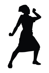 Crazy nurse ready for fight against covid-19 virus silhouette vector on white background