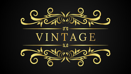 Luxury Vintage frame with ornament Gold Color